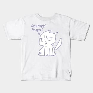 Grumpy 4 ever ugly cat illustration purple Kids T-Shirt